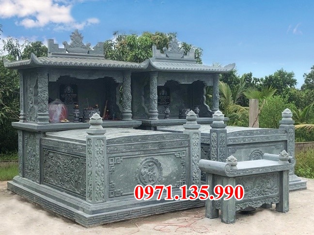 Mộ đá song thân - Mẫu mộ phu thê bằng đá đơn giản đẹp bán Đồng Tháp